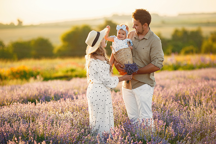 Family in Lavender Field